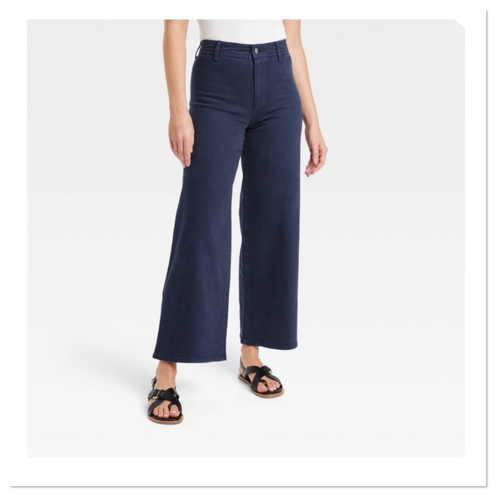 Women’s High Rise Sailor Wide Leg Ankle Jeans Universal Thread Navy Blue